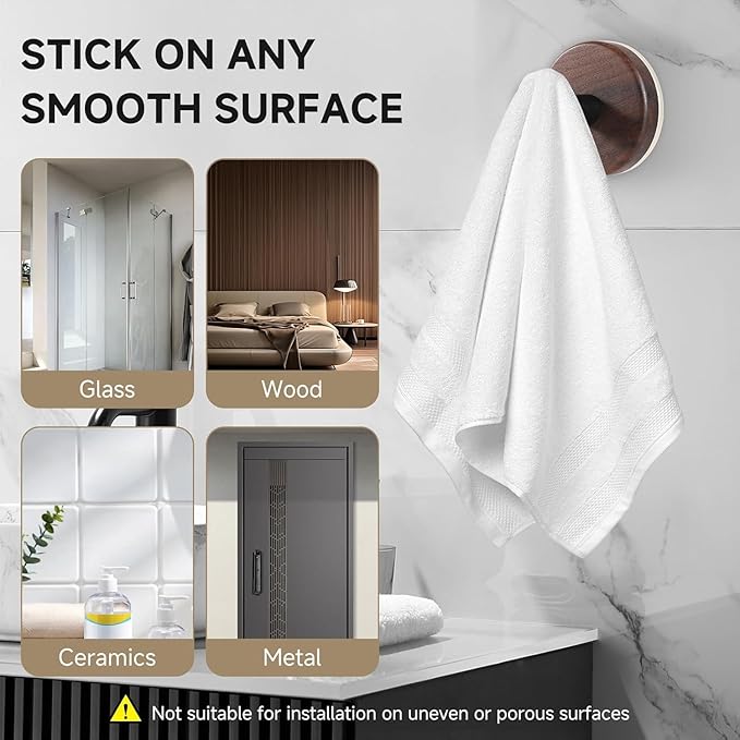 Suction Cup Hooks for Shower, 9 PCS Waterproof Towel Hooks for Bathroom Window Glass Door Adhesive Hooks, Bath Robe Looafh Wreath Hooks for Hanging, No Drill Removable & Reusable
