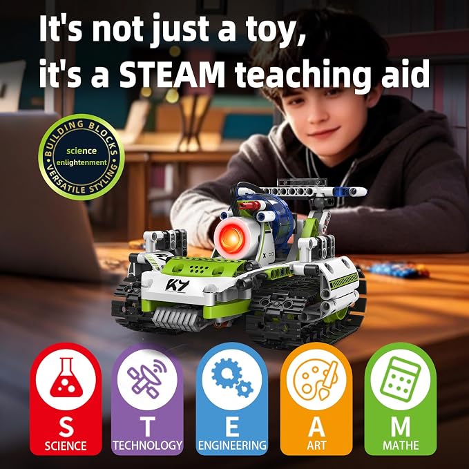 STEM Robot Building Kit Toys for Kids Ages 8-12,2025 New 5 In1 STEM Toys Robotics Set for Boys Girls,337 Pcs Blocks App & Remote Control Robot Building Set, Science Kit for Kids 8-12