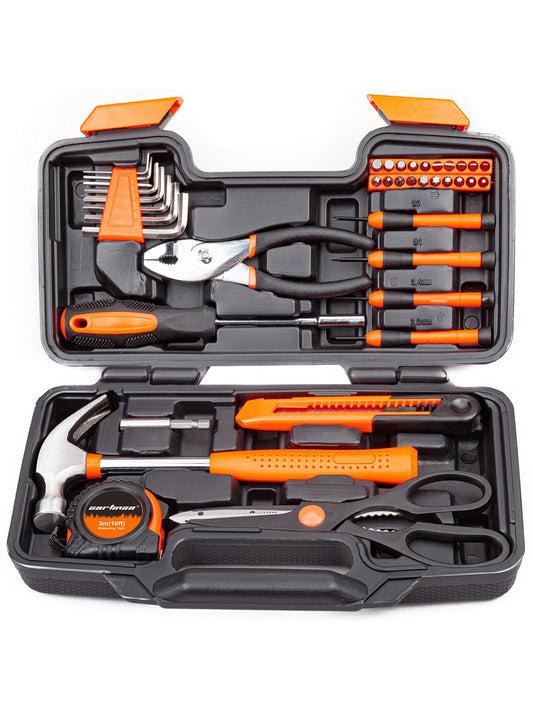 CARTMAN Tool Set General Hand Tool Kit with Plastic Toolbox Storage Case, Automotive Set Blue