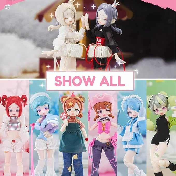 CALEMBOU BJD Blind Box, Eve Lynna Series 18cm Ball Jointed Doll, Cute Dress Up Doll with Joints, Collection Action Figure Toys, Gift for Girls Boys (Eve Lynna-1box)