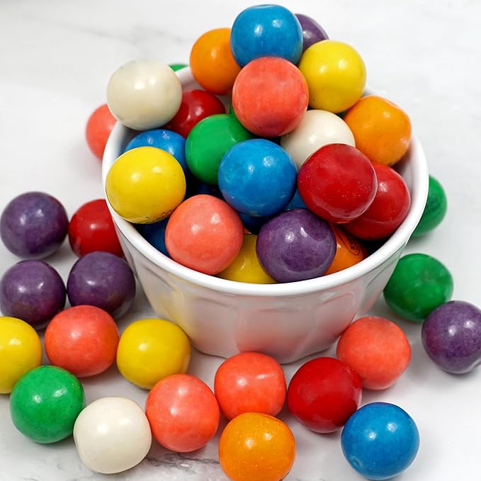 1 Inch Gumballs for Gumball Machine, Approx. 55 Pieces, 1lb Bulk Bag, Large Gumballs, Bubble Gum Balls Assorted Fruit Flavored Bubble Gum, Gumball Machine Refills