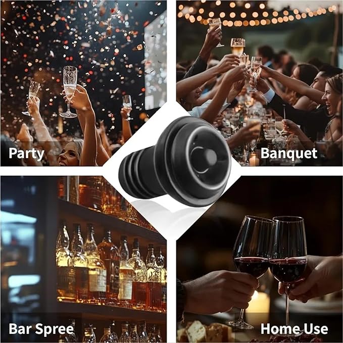 Wine Stopper 30pcs Black Wine Stoppers - Vacuum Reusable Leak-Proof for Most Pumps