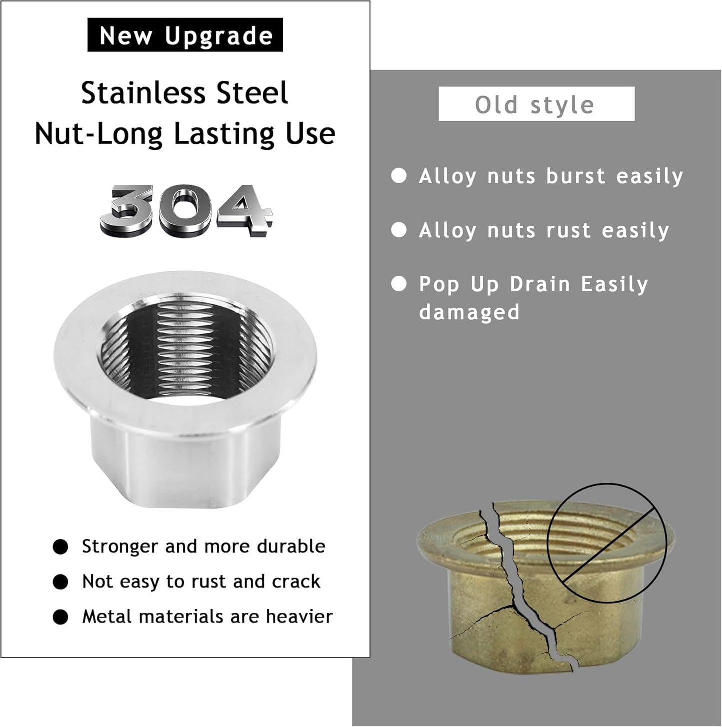 Bathroom Sink Drain,2 Pack Drain Stopper with Overflow,Small Cap Pop Up Drain Assembly with Detachable Strainer Basket,Built-in Anti-Clogging, Stainless Steel Nut Brushed Nickel