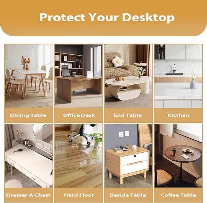 Frosted Table Protector 40 x 60 Inch, 1.4mm Thick Waterproof PVC Plastic Table Cover, Durable Table Pad for Dining Room, Kitchen, Writing Desk, and Coffee Tables