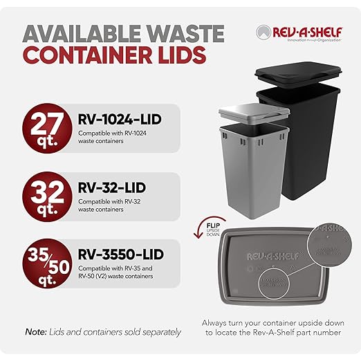 Rev-A-Shelf Polymer Replacement 35 Quart Trash Bin Recycle Waste Garbage Container for Kitchen Cabinet Pullouts, Blue, 2 Pack, RV-35-22-2