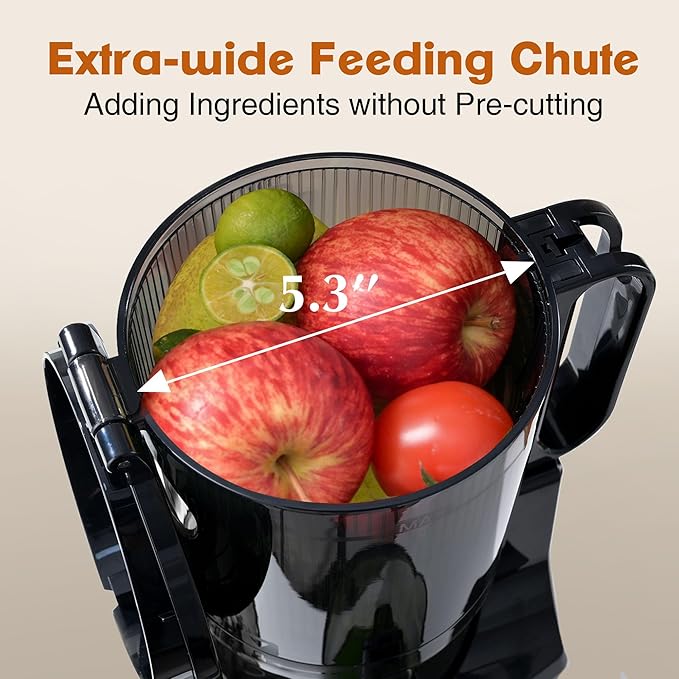 Cold Press Juicer Machines,Fretta 5.3'' Self Feeding Slow Masticating Juicers Fit Whole Fruits & Vegetable Easy Clean Juice Extractor,Tritan Material BPA Free 250W, (Matcha)