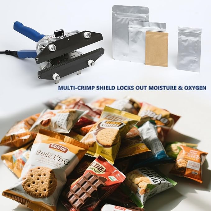 Crimp Heat Sealer, Mylar Bag Sealing Machine for Snack Bags Kraft Paper Bags Food Storage 12" FKR300