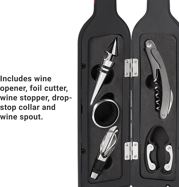Let's Make Memories Personalized Photo 5-Piece Wine Tool Set - Wine Bottle Opener - Black