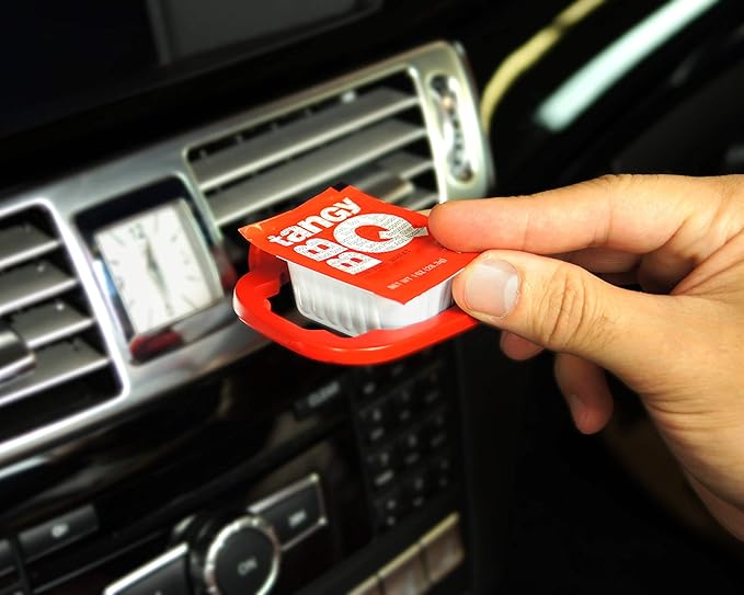 Saucemoto Dip Clip | Car sauce holder for ketchup and dipping sauces. No more dry fries or sauceless nuggets. As seen on Shark Tank (2 count pack, Pink)
