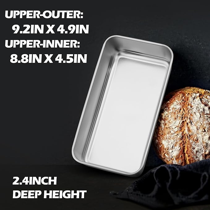 Leonyo 6 Pack Loaf Pans for Baking Bread, 9x5IN Stainless Steel Loaf Pans for Homemade Bread, Meatloaf, Bananas, Brownies, Lasagnas, Dishwasher Oven Safe