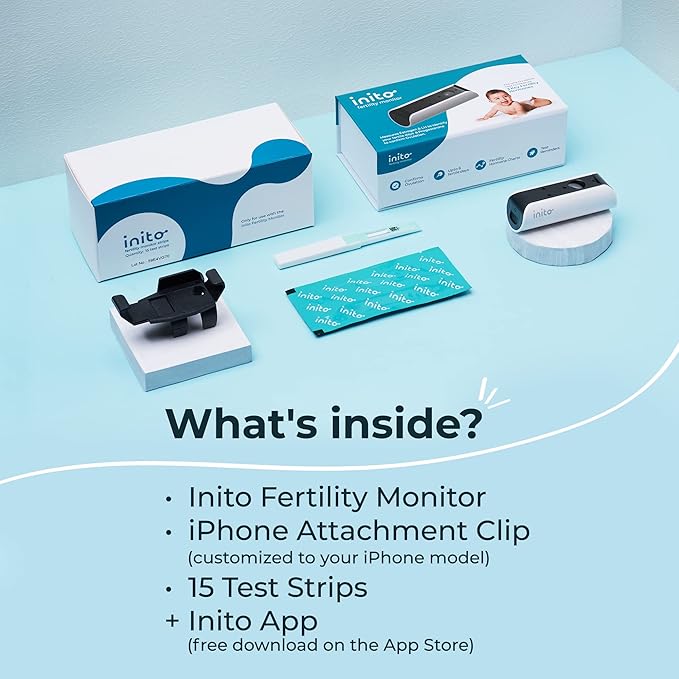 Inito Fertility Monitor & Hormone Tracker for Women | Estrogen, LH, PdG (Urine Metabolite of progesterone), FSH | Track and Confirm Ovulation | Includes 15 Test Strips (iPhone 16)