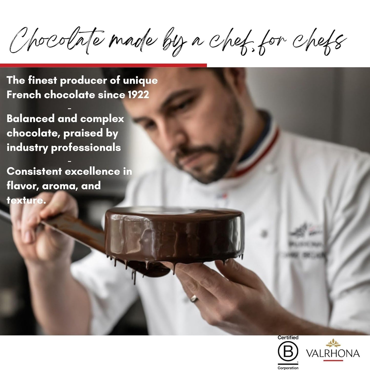 Valrhona Premium Baking Chocolate Discs (Feves), Dark Chocolate MANJARI 64% Cacao Single Origin, and Creamy Blonde Chocolate DULCEY 35% with Caramel Cookie Flavor Notes, for Cookies, Cakes, and more