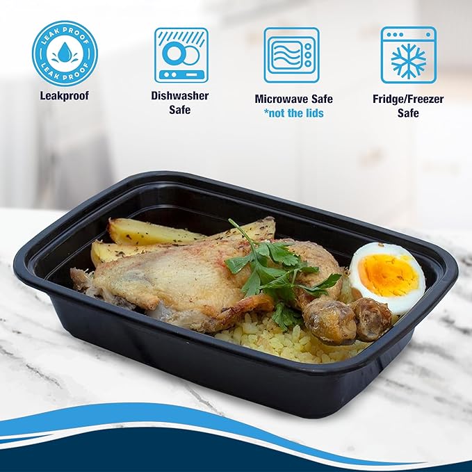 Ruthy's Outlet Meal Prep Containers W/Lids -Square Food Storage – BPA-Free| Stackable | Microwave | Freezer & Dishwasher Safe | Reusable Lunch Bento Box Portion Control & Planning (100 Pack, 16 oz)