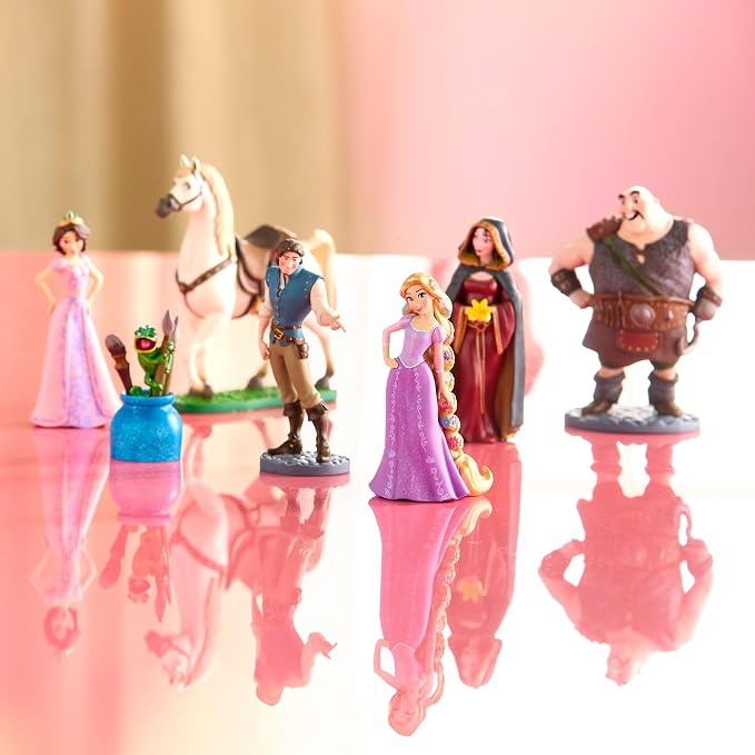 Disney Store Official Tangled Figure Set - Includes 7 Fully Sculpted Figures in a Gift Box - Featuring Rapunzel, Flynn, Pascal & More- Perfect for Fans of Rapunzel Toys & Play Figure Playsets