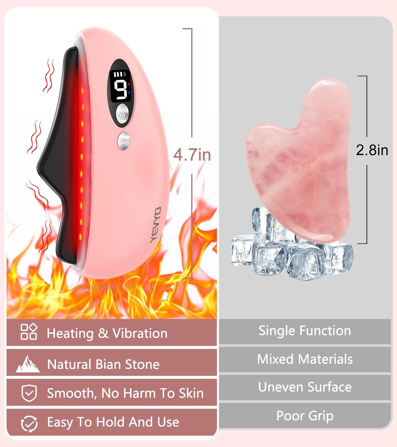 Gua Sha Facial Tool, Electric Black Obsidian Guasha Tool for Face, Chin, Neck, Body, Heated Vibrating Massage Gua Sha Stone for Face Sculpting