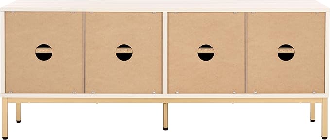 SAFAVIEH Lylia TV Stand for up to 65" Flatscreen – White & Gold, 4 Doors with Interior Storage, Entertainment Media Console Cabinet (MED9623C)