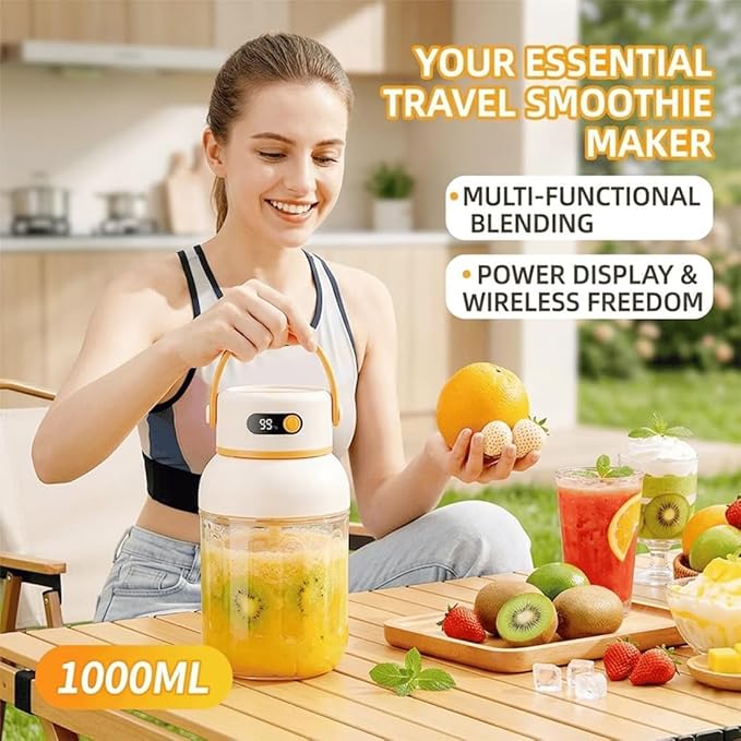 Portable Electric Juicer Cup with Zero Cord Hassle,Fresh Juice Mini Fast Portable,18000 Rpm High Speed with Digital Display&Leakproof Lid,Automatic Cleaning with Straw and Two Lids (800ml/28.22oz)