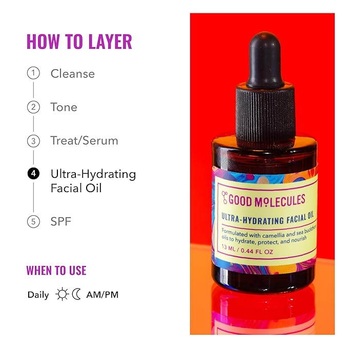 Good Molecules Ultra-Hydrating Facial Oil - Face Moisturizer with Nourishing Sea Buckthorn and Camellia Oils - Hydrating Skin Care for Face