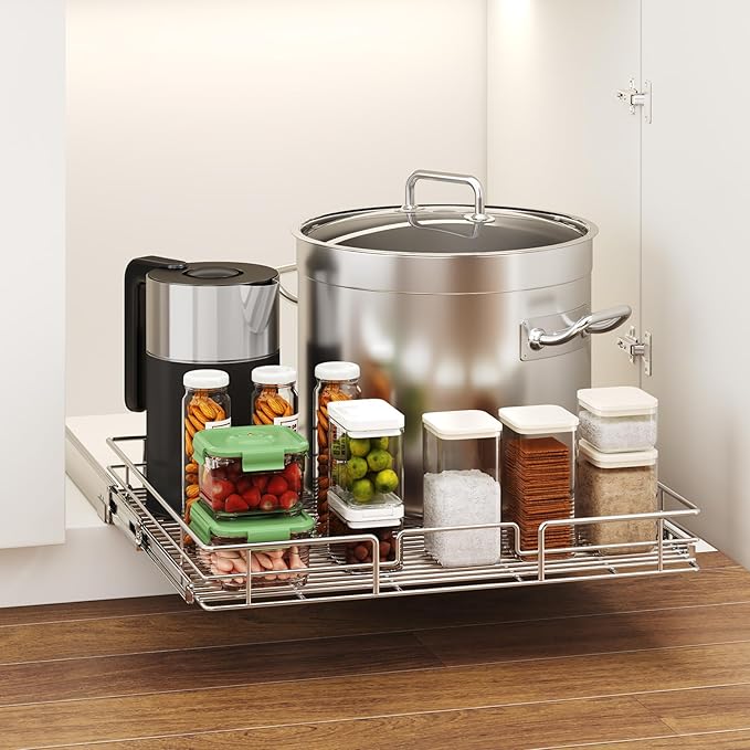 LOVMOR Pull Out Cabinet Organizer 28½" W x 21½" D, Kitchen Cabinet Pull Out Shelves Slide Out Storage