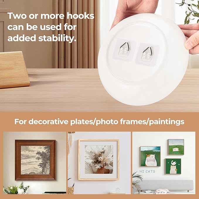Bilillo 30 Pack Invisible Vertical Plate Holders, 2.3 Inch Adhesive Plastic Wall Plate Hangers for Decorative Plates and Wall Art