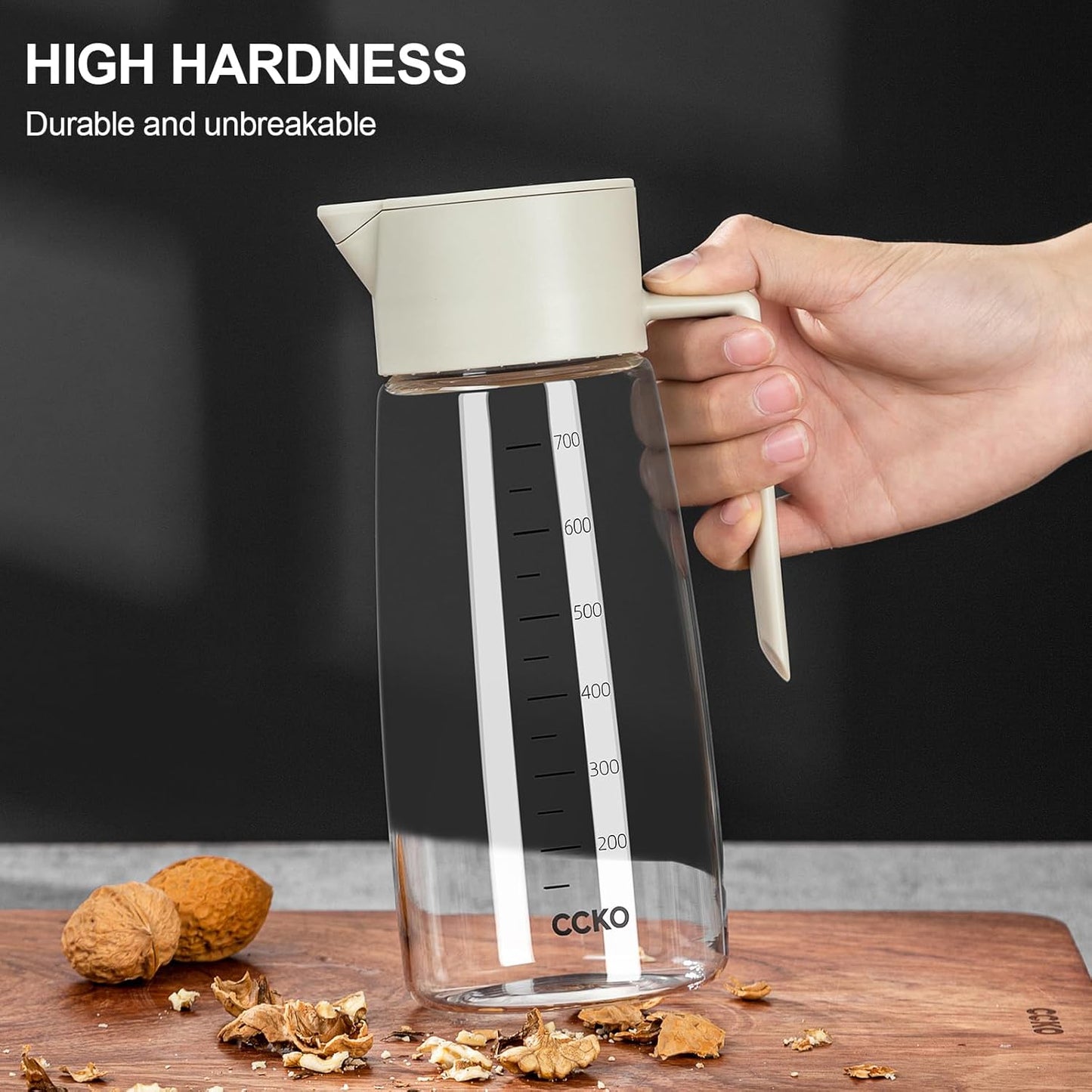 Olive Oil Dispenser Bottle for Kitchen with Leakproof and Dust Cover, Auto-Open & Close Glass Olive Oil Bottle with Non-Slip Bottom 600ml Cooking Oil and Vinegar Cruet Dispenser (Blue)