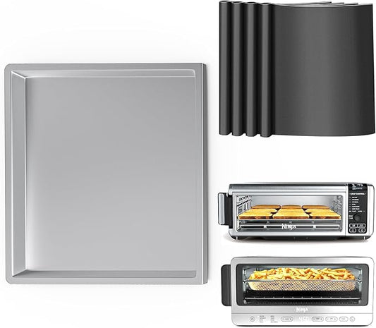Crumb Tray Replacement for Ninja Foodi SP101 SP100 SP080 Air Fryer Oven 304 Stainless Steel 100SG100 Air Fryer Accessories with 4pcs Black Liners for Ninja Foodi 8-IN-1 Digital Air Fry Countertop Oven