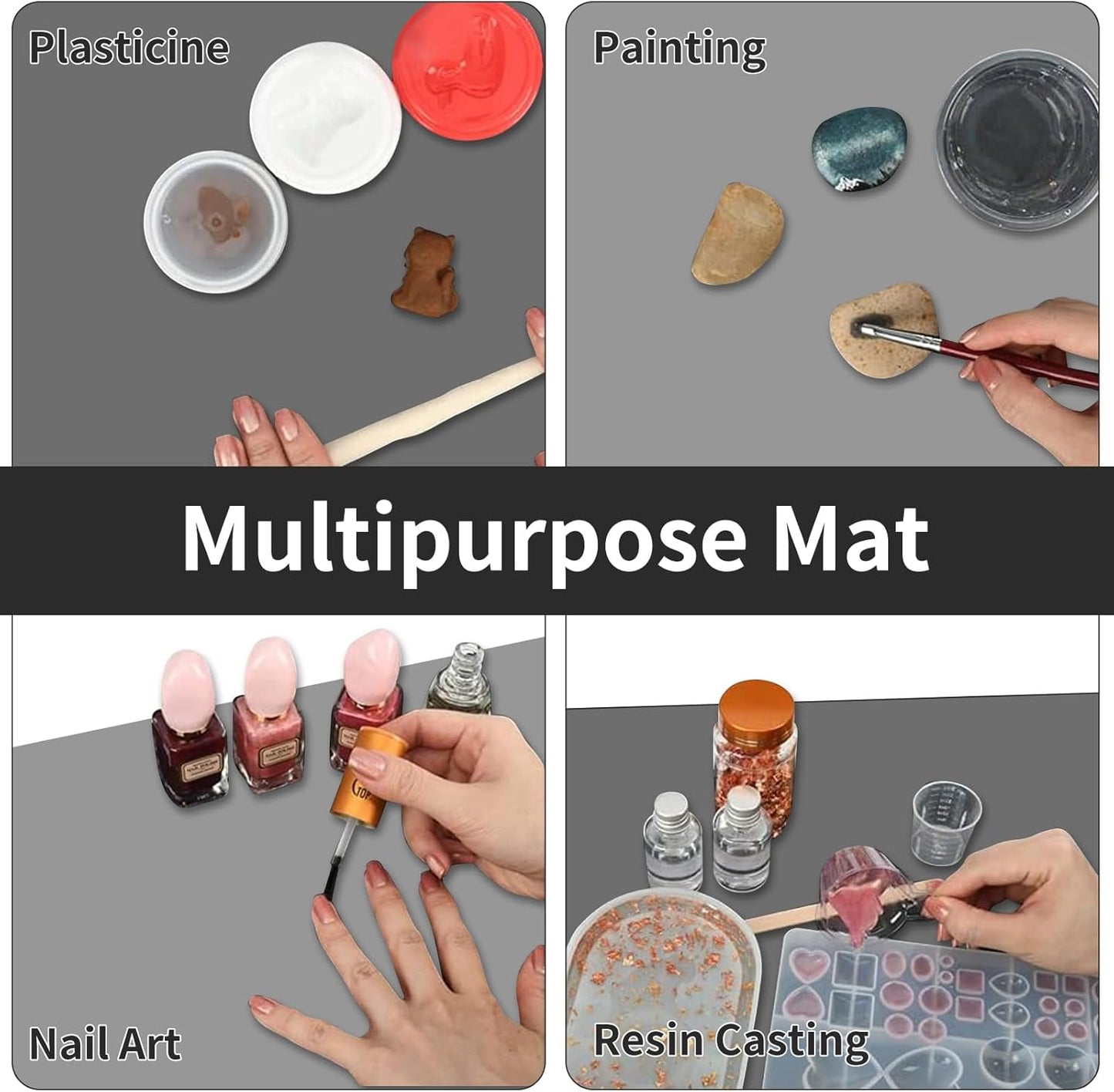 2MM Super Thick Large Silicone Mat, 23.6"x23.6" Silicone Mats for Kitchen Counter, Non-slip Heat Resistant Mat, Waterproof Countertop Protector Mats (Semitransparent)