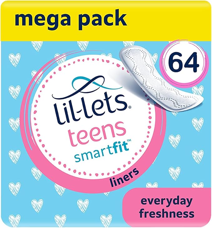 Lil-Lets Teens Liners - 64 Count Pantyliners for Girls - Thin, Absorbent Liners - Soft & Breathable, Fragrance Free for First Periods - Light Days