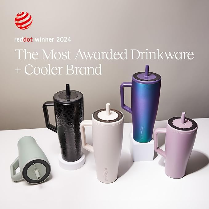 BrüMate Era 30 oz Tumbler with Handle and Straw | 100% Leakproof Insulated Water Bottle Tumbler with Lid and Flexible SoftSip Straw | Made of Stainless Steel | Cup Holder Friendly | 30oz (Dune)