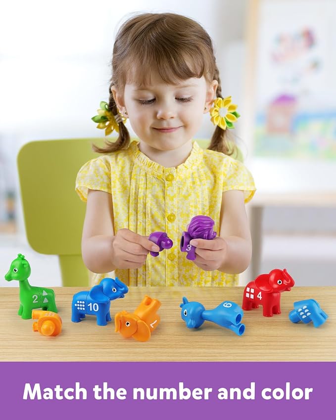 Coogam Number Matching Toy Set, 10pcs Double-Sided Animal Number Counting Game, Preschool Montessori Fine Motor Skill Mathematics Educational Toys for 3 4 5 Year