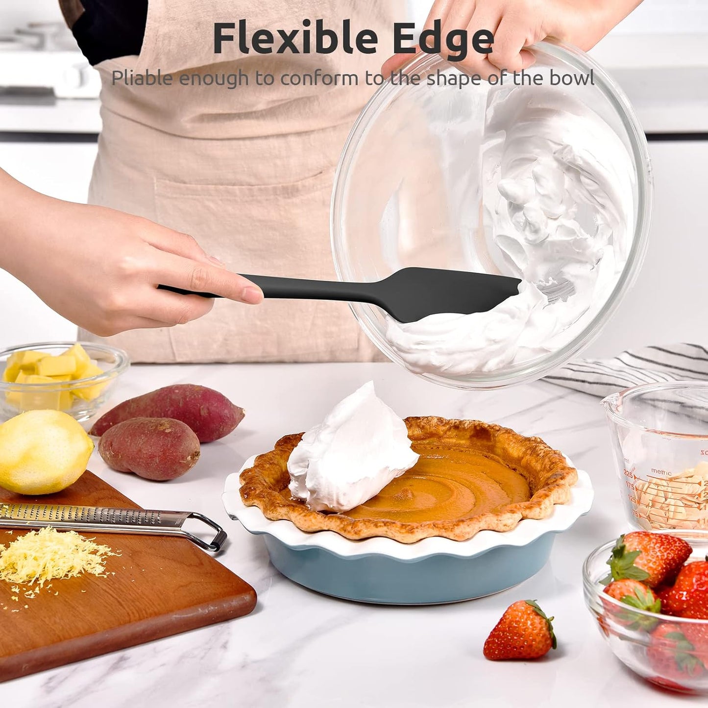 Heat Resistant Silicone Large Spatula: U-Taste 600ºF High Heat Flexible 11.38in Silicon Mixing Stirring Cooking Scraping Baking Bowl Scraper Seamless Spreader for Kitchen Nonstick Cookware (Black)