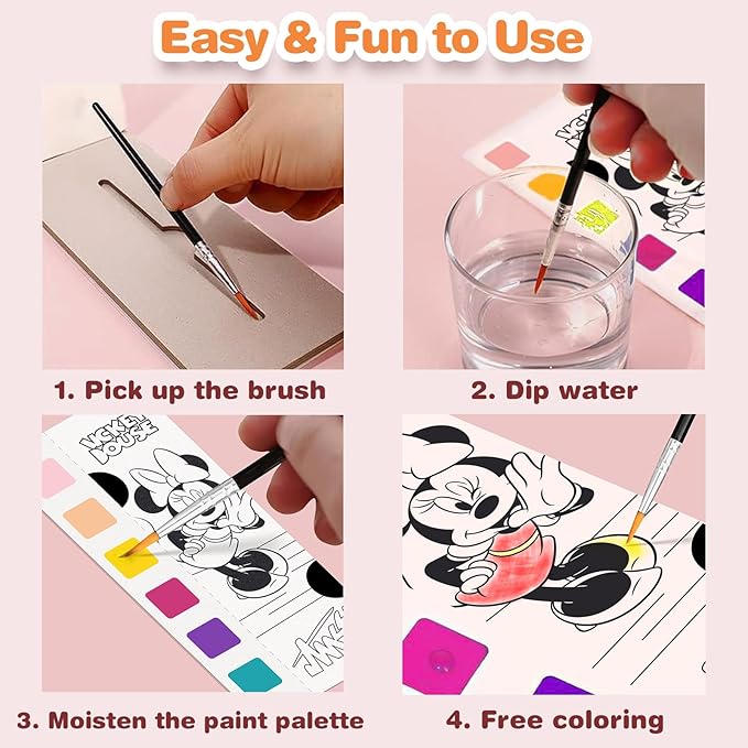 Paint with Water Coloring Books for Kids, Pocket Mess Free Watercolor Painting Kit, Water Color Paint Set Arts and Crafts Gift for Girls Ages 4 5 6 7 8+, Travel Activity Toy - Mermaid