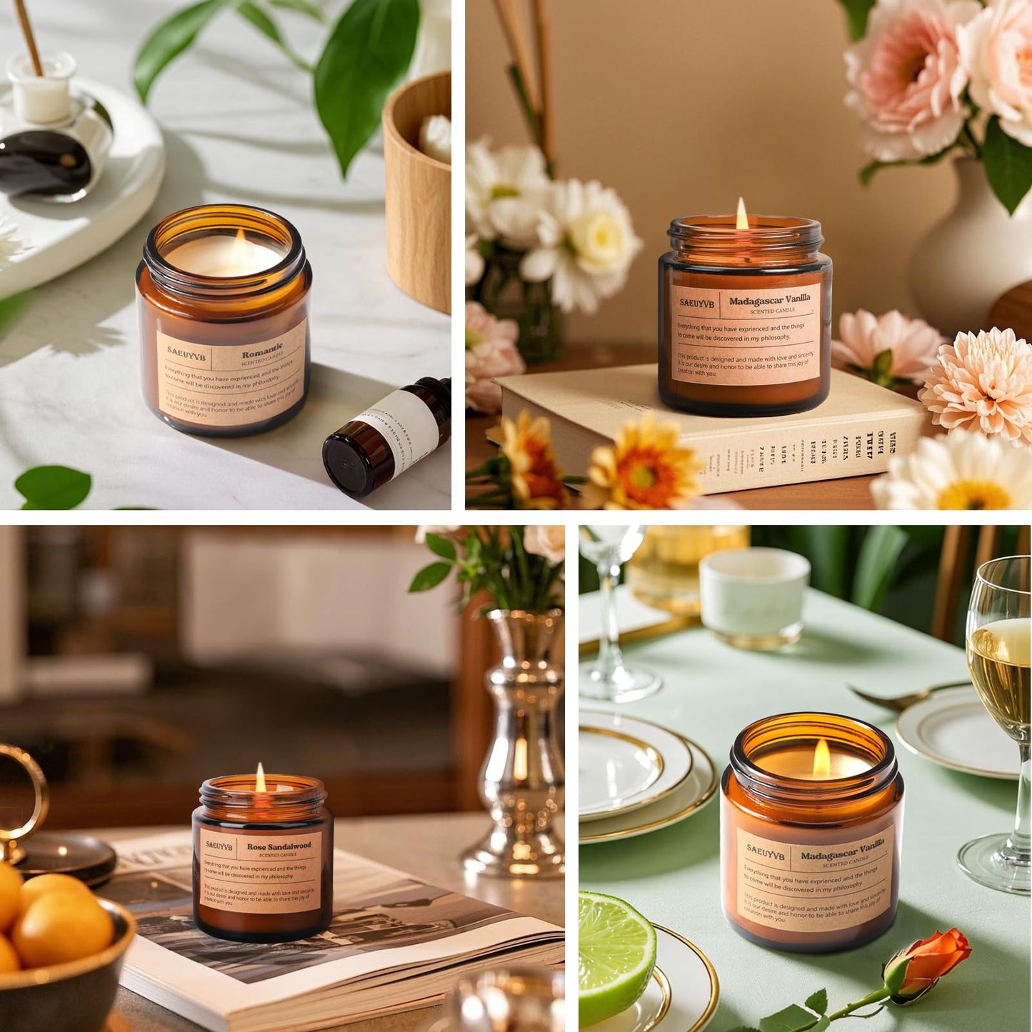 12 Pack Candles for Home Scented,Scented Candles Gift Set for Women,Natural Soy Wax Amber Jar Candle Set for Men,Aromatherapy Candle for Birthday,Mother's Day,Father's Day,Anniversary