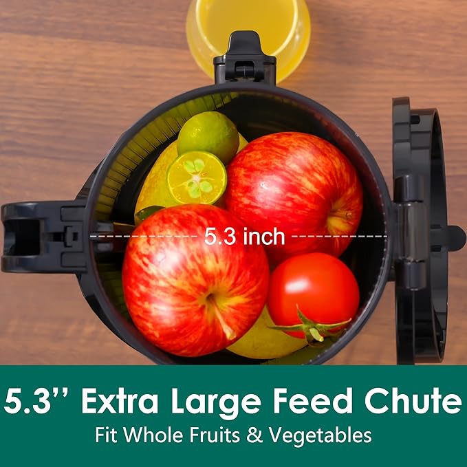 Cold Press Juicer,Fretta Juicer Machines with American-Sourced PCTG Material and 5.3" Extra Large Feed Chute,Fit Whole Fruits & Vegetables,BPA Free 250W(Red,1.8L)