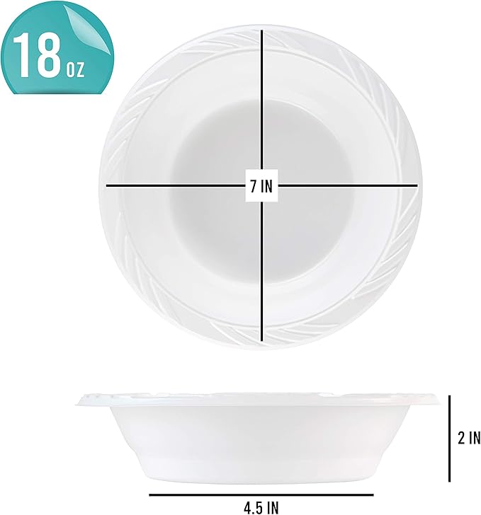 800 Count Disposable 18 ounce White Plastic Soup Bowls