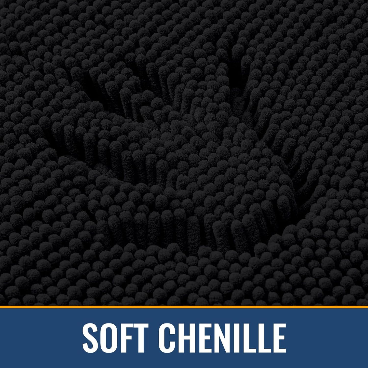 Arotive Bathroom Rugs 47x24, Extra Soft Absorbent Shaggy Chenille Bath Rugs, Machine Washable Rubber Backing Non-Slip Bath Mats for Bathroom Floor Tub and Shower, Home Decor Accessories, Black