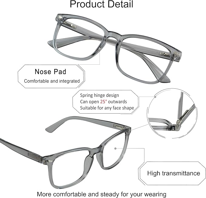 YEIN Bifocal Reading Glasses with Blue Light Blocking Lenses, Bifocal Reader for Women and Men, Vintage Square frame with Spring Hinge (+0.50/+3.00 magnification)