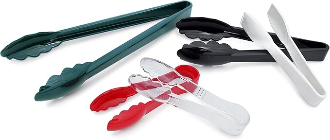 New Star Foodservice 35551 Utility Tong, High Heat Plastic, Scalloped, 12 inch, Set of 12, White