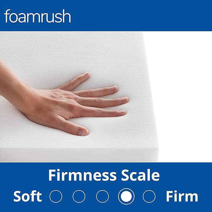 FoamRush 6-Inch Bunk (48" x 72") High Density Foam RV Mattress Replacement with Canvas Navy Cover, Medium Firm, Made in USA, Camper Trailer, Removable Water-Resistant Outdoor/Indoor Cover w Zip