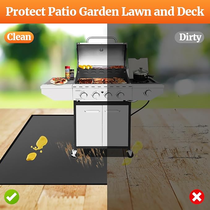 48 ×36 inches Under Grill Mat Fit Blackstone 17in & 22in Griddle with Stand /Griddle Mat for Blackstone, Fireproof Fire Pit Mat Fireplace Mat Grill Pad BBQ Mat Grill Mat for Deck Patio Outdoor Grills