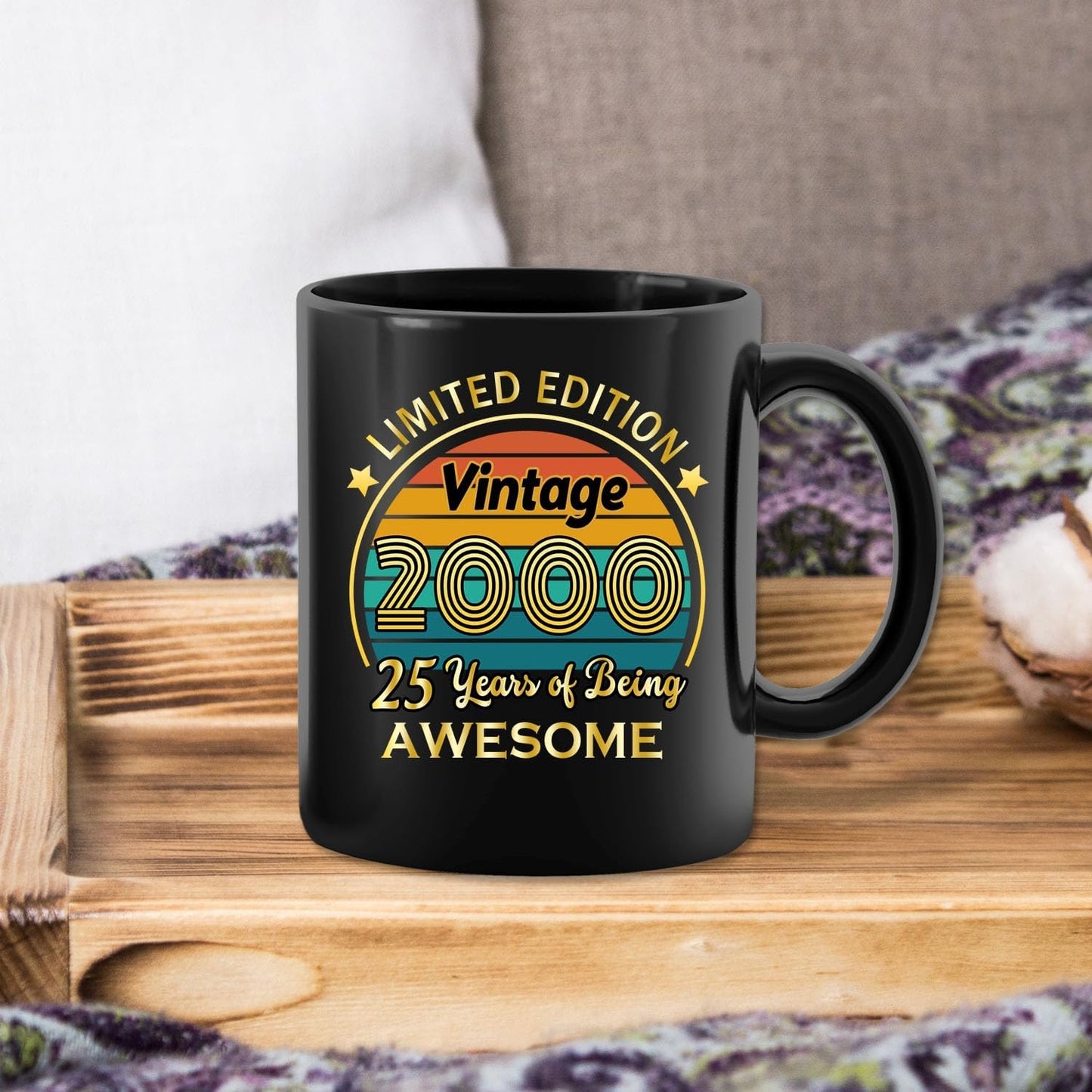 QUPT 25th Birthday Gifts for Women Men, 25th Birthday Gifts for Him, 2000 Birthday Gifts for Women Men, 25 Years Old Gifts, 2000 Birthday Gifts for Her Him, 25th Birthday Presents Coffee Mug