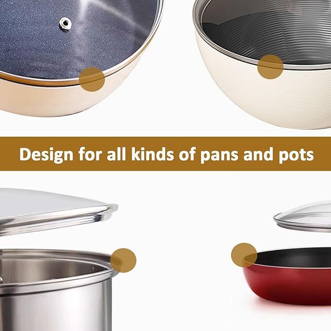 Tempered Glass Lid for Replacement, Clear Cover for Pans and Pots, 8, 9.5, 10.5, 11, 12, 12.5 Inch Lids for Cookware Cooking, Frying Pans, Skillets, Dutch Oven, Sauce Pan (10.5 In)
