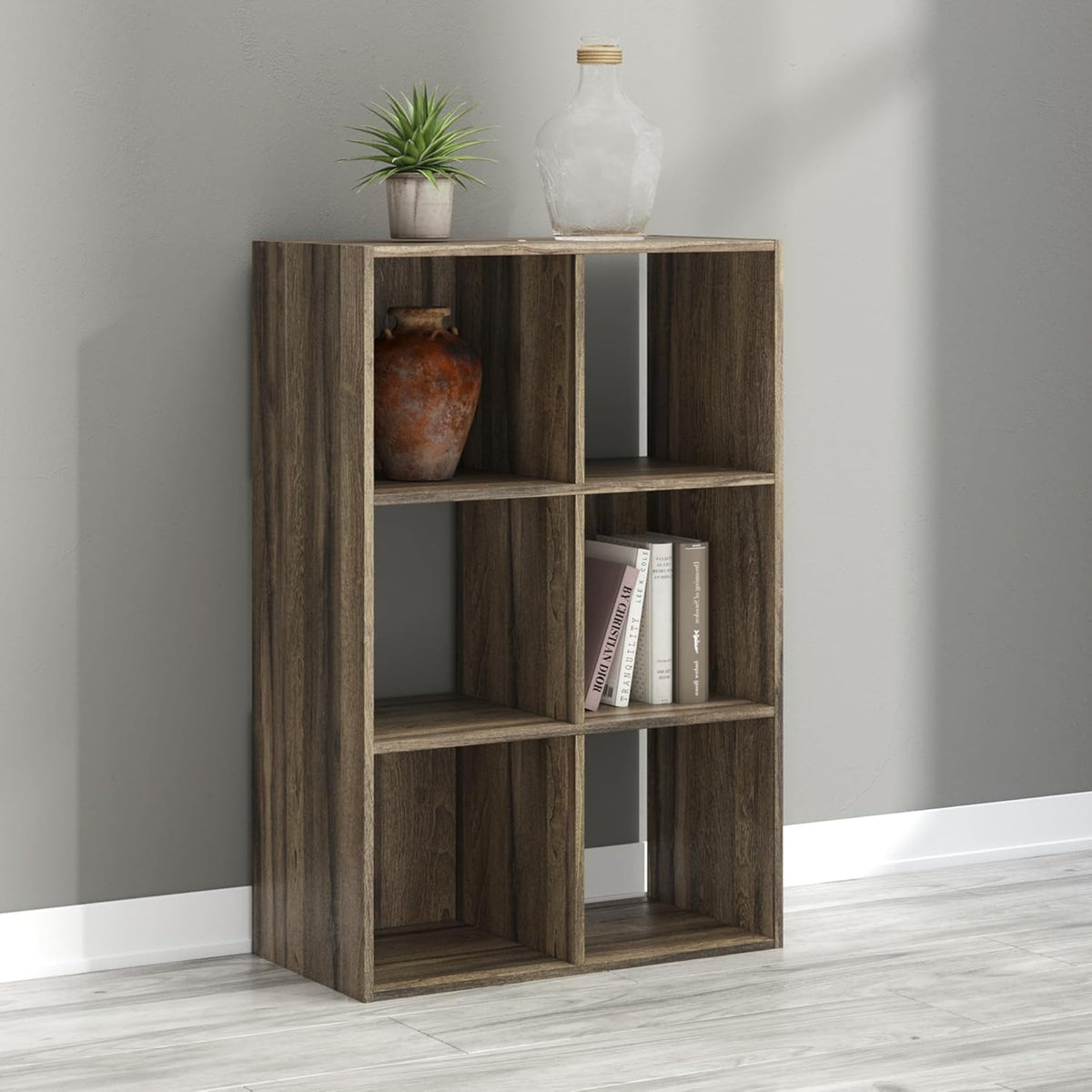 Signature Design by Ashley Shallifer 6 Cube Storage Organizer or Bookcase, Brown