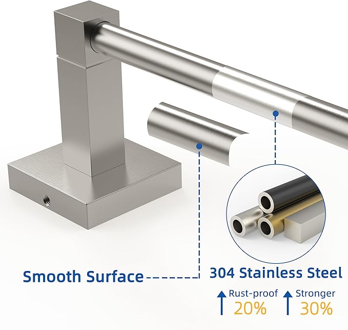 RUACQ Towel Bar 18inch, Towel Racks for Bathroom, 304 Stainless Steel Towel Holder Wall Mounted, Heavy Duty Bathroom Decor Towel Rod (Brushed Nickel)