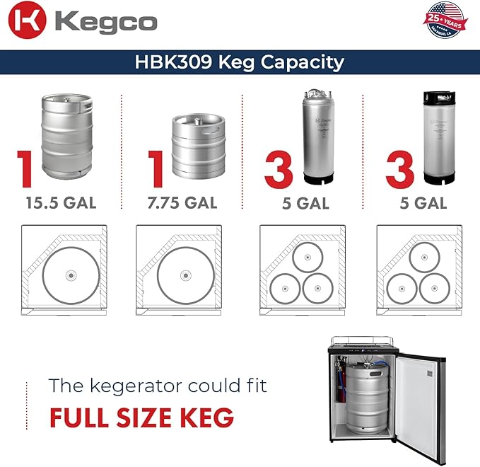 Kegco HBK309X-3 Keg Dispenser, 3 faucet without kegs Black Stainless Steel