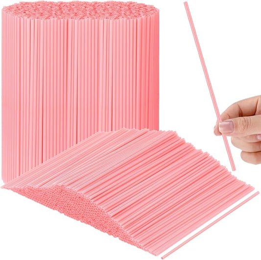 6000 Count Coffee Cocktail Stirrers Straws Disposable Plastic Sip Stir Sticks Cocktail Drink Stirrers Sticks Cups Straws for Bars Juice Drinking(Pink,7 Inch)