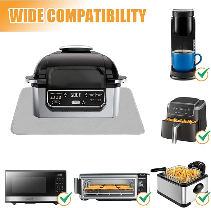 Heat Resistant Mat for Air Fryer,Deep Fryer,Oven,Gray 15x18in Hot Pads for Kitchen Counter Heat Protector,Deep Fryer Coffee Machine Accessories,Under Coffee Maker Mats for Quartz Countertop Protector