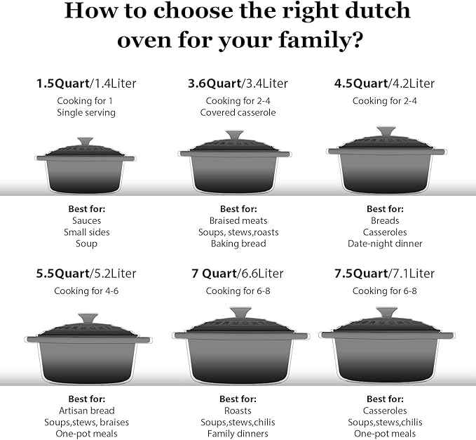 Overmont Enameled Cast Iron Dutch Oven - 4.5QT Pot with Lid Cookbook & Cotton Potholders - Heavy-Duty Cookware for Braising, Stews, Roasting, Bread Baking grey