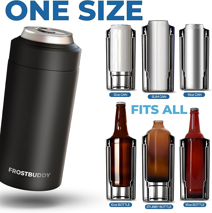 Frost Buddy Universal Can Cooler - Fits all - Stainless Steel Can Cooler for 12 oz & 16 oz Regular or Slim Cans & Bottles - Stainless Steel (RealTree APX)