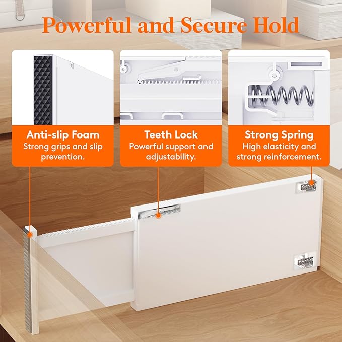 Lifewit 10 Pack 6" High Drawer Dividers 34-56cm/13.5-22" Adjustable Drawer Organizer for Clothes/Utensils, Expandable Drawer Separator in Dresser/Kitchen/Bedroom/Office Organization & Storage White